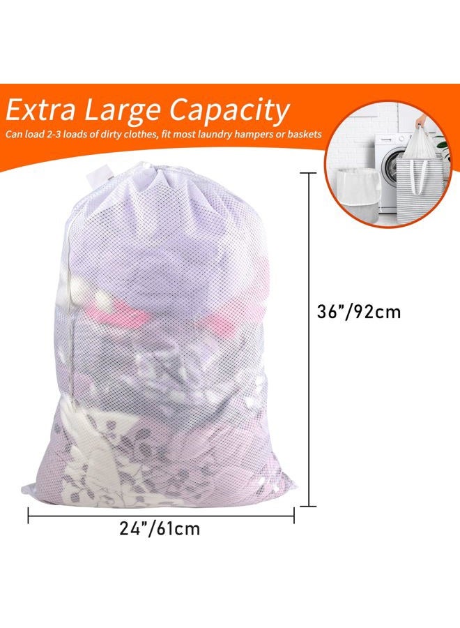 Polecasa Mesh Laundry Bag-24"x 36", Heavy Duty Drawstring Bag, White Large Laundry Liner Double Mesh Material, Ideal Machine Washable Storage Bags for College, Apartment Dweller (24'x 36') - Image 3