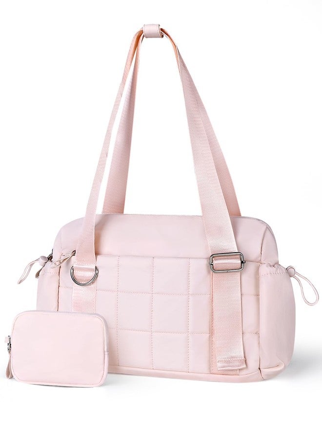 VUUDH Mini Gym Bag for Women Puffy Bag, Small Gym Bag with Coin Wallet, Lightweight Gym Tote Bag for Fitness, Work, Travel, Daily Commute,Pink - Image 1