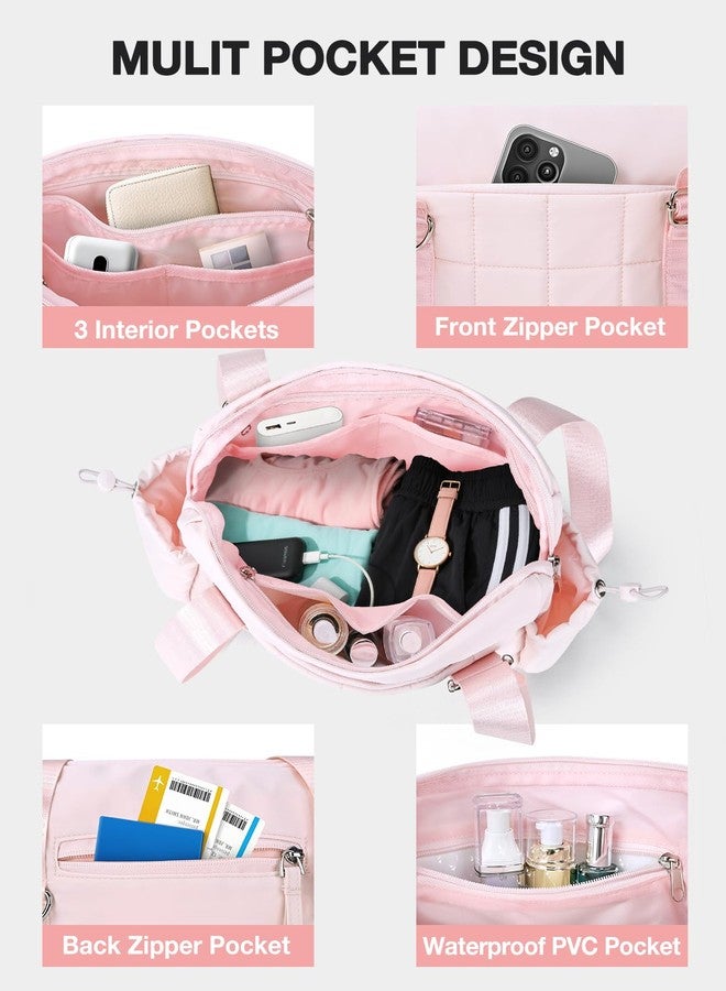 VUUDH Mini Gym Bag for Women Puffy Bag, Small Gym Bag with Coin Wallet, Lightweight Gym Tote Bag for Fitness, Work, Travel, Daily Commute,Pink - Image 4