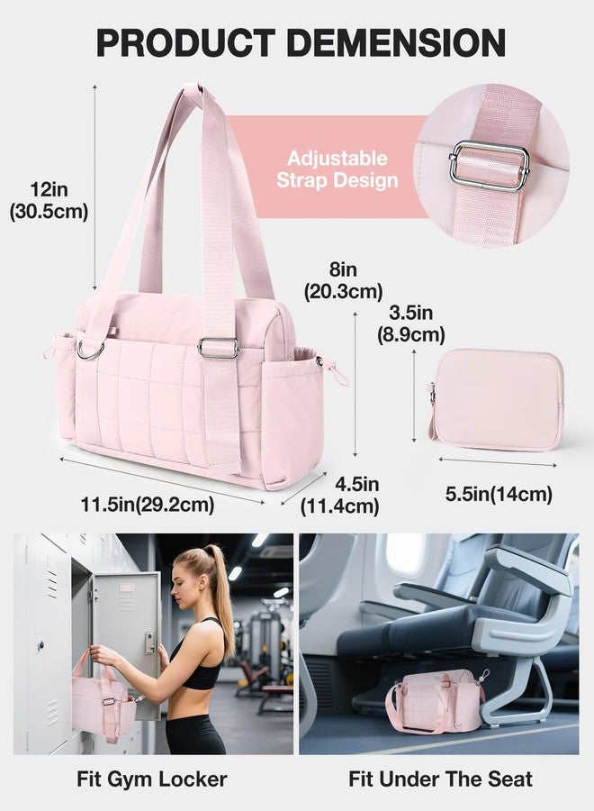 VUUDH Mini Gym Bag for Women Puffy Bag, Small Gym Bag with Coin Wallet, Lightweight Gym Tote Bag for Fitness, Work, Travel, Daily Commute,Pink - Image 3