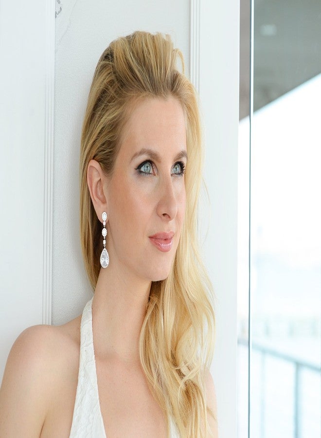 Mariell Bridal Wedding Clip-On Dangle Earring, CZ Clip Non-Pierced Earring for Bride, Mother of the Bride - Image 5