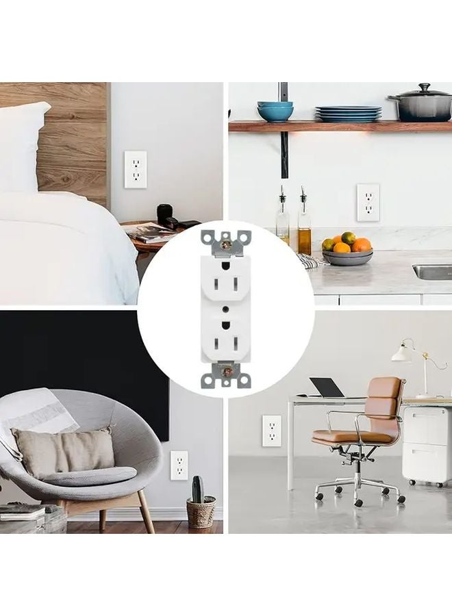 مقبس مقاوم للعبث أبيض مزدوج 15 أمبير 125 فولت مع لوحة حائط معتمد من ETL - Image 4