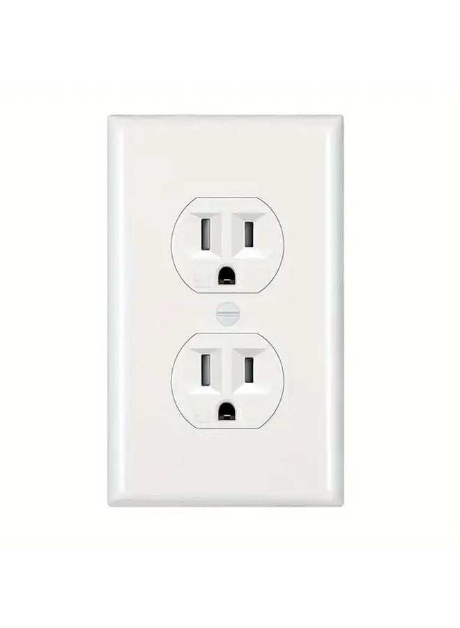 مقبس مقاوم للعبث أبيض مزدوج 15 أمبير 125 فولت مع لوحة حائط معتمد من ETL - Image 1