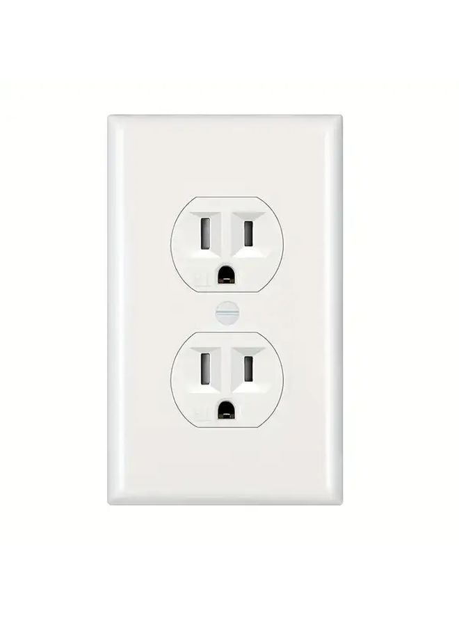 مقبس مقاوم للعبث أبيض مزدوج 15 أمبير 125 فولت مع لوحة حائط معتمد من ETL - Image 2