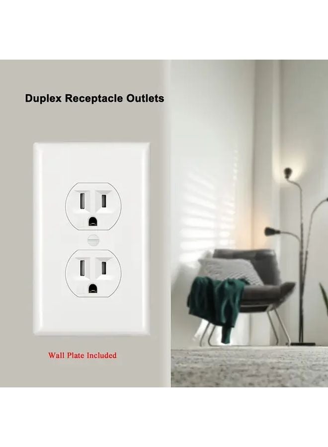 مقبس مقاوم للعبث أبيض مزدوج 15 أمبير 125 فولت مع لوحة حائط معتمد من ETL - Image 5