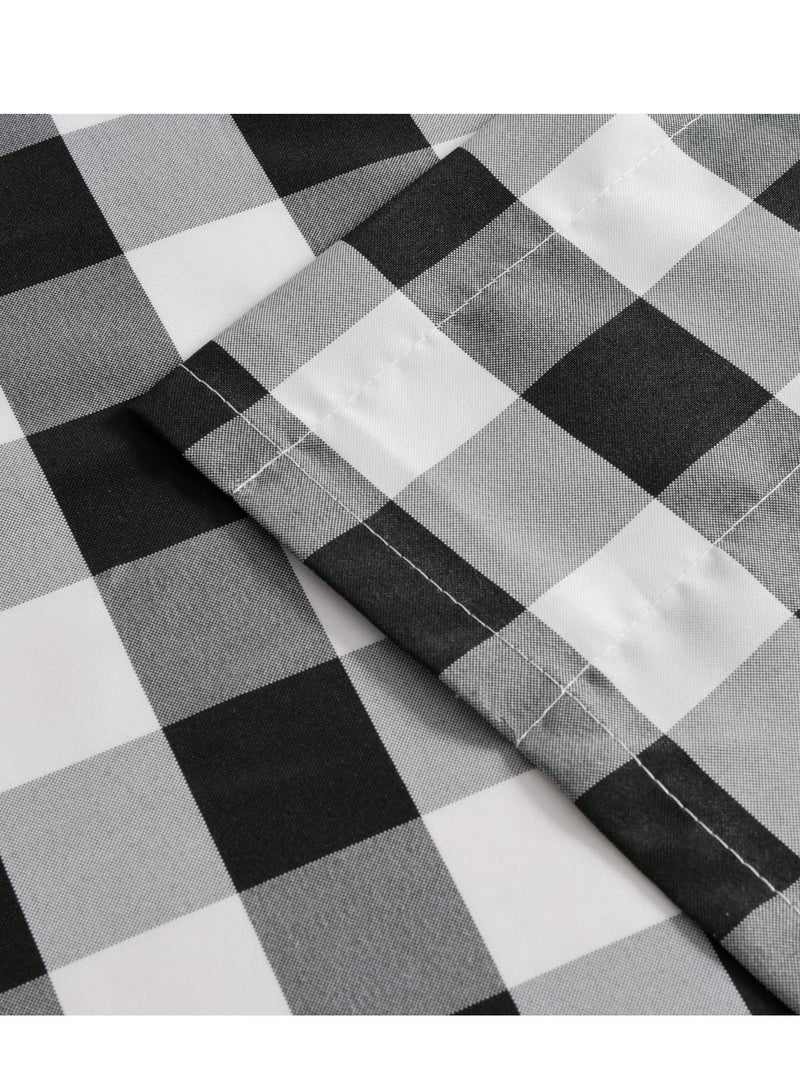 Excefore ستائر فانيلا بلون الكشيدة، 52 × 18 بوصة طول، نصف شفاف بنقشة مربعات باللونين الأسود والأبيض لتزيين غرفة النوم والمعيشة والطعام - Image 5