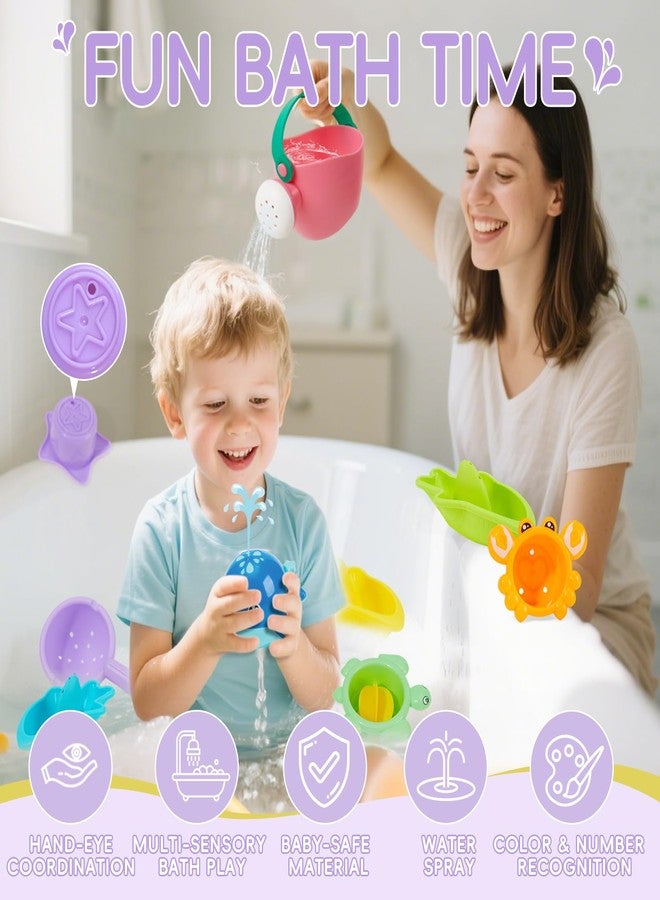 AMCHSURI Mold Free Bath Toys, 11PCS | Safe Easy Clean & Fun Floating Boats & Spoon & Watering Can and Whale Bath Toy for Babies 12+ Months | Colorful Bathtub Pool Water Table Sand Toys for Babies and Toddlers - Image 2