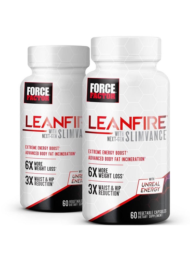 Force Factor FORCE FACTOR LeanFire with Next-Gen SLIMVANCE, 2-Pack, Advanced Energy Pills with B Vitamins and Caffeine to Boost Metabolism, Enhance Focus, and Improve Workout & Fitness Performance, 120 Capsules  - Image 1