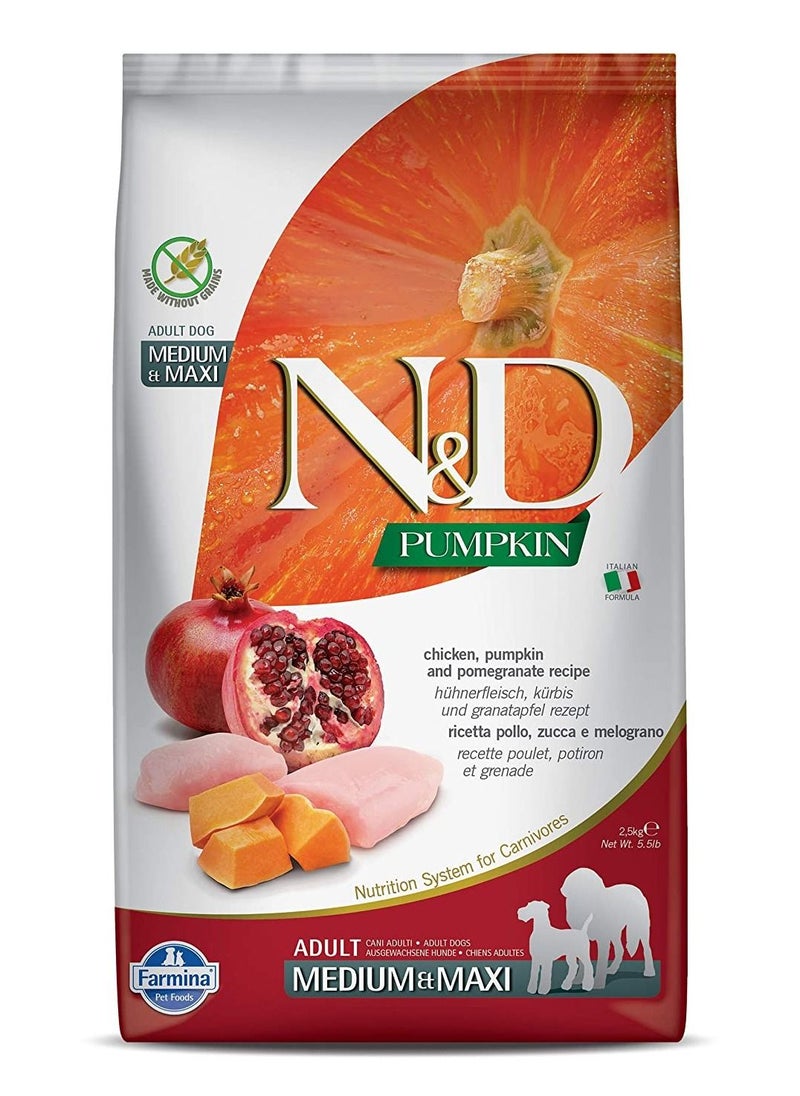Farmina - Chicken, Pumpkin and Pomegranate Medium & Maxi Adult Dog Food 2.5 kg - Image 1