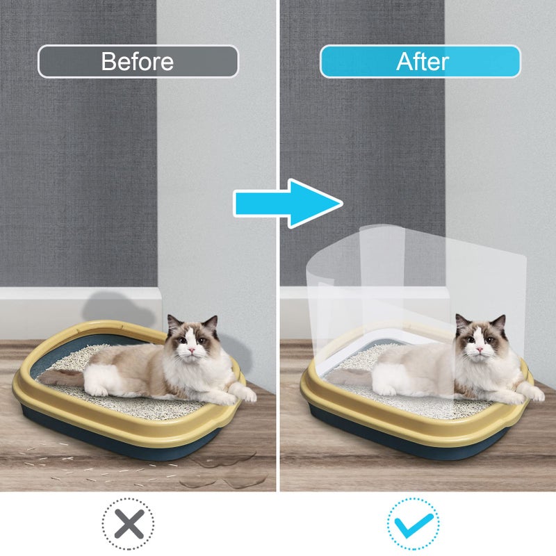 Sadoia 3 Pcs Cat Litter Box Splash Guard Pee Shields - Anti-Splashing Reusable High Sided Cat Toilet Training Kit for Open Top Litter Pan - Image 2