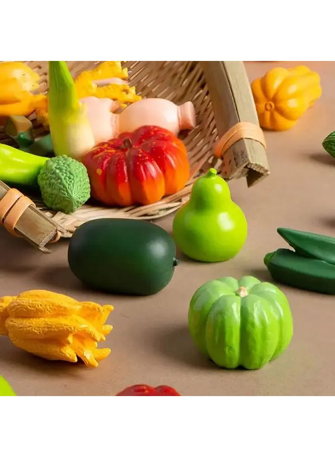 Rustic Miniature Basket With Artificial Vegetables 3pcs Decorative Model For DIY Wedding Party Halloween Okra Color - Image 5