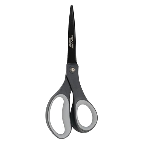 Fiskars 8 NonStick Comfort Grip Titanium All Purpose Scissors Stainless Steel Blades for Everyday Cutting Tasks Home Office and Arts Crafts Gray - Image 1