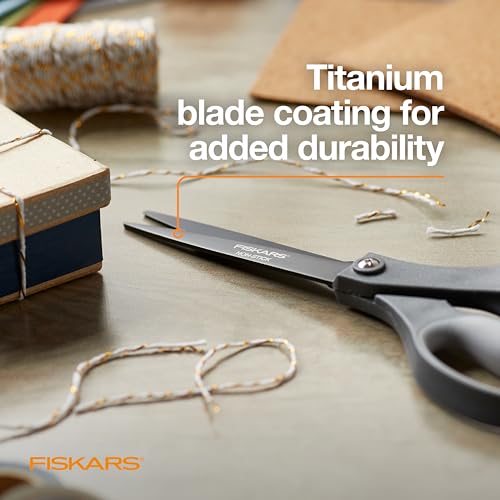 Fiskars 8 NonStick Comfort Grip Titanium All Purpose Scissors Stainless Steel Blades for Everyday Cutting Tasks Home Office and Arts Crafts Gray - Image 3