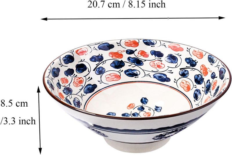 BOSILI Japanese Porcelain Ramen Bowl and Chopstick Set of 2 Large Ceramic Instant Noodle Bowls for Pho Lamian Noodles - Image 5