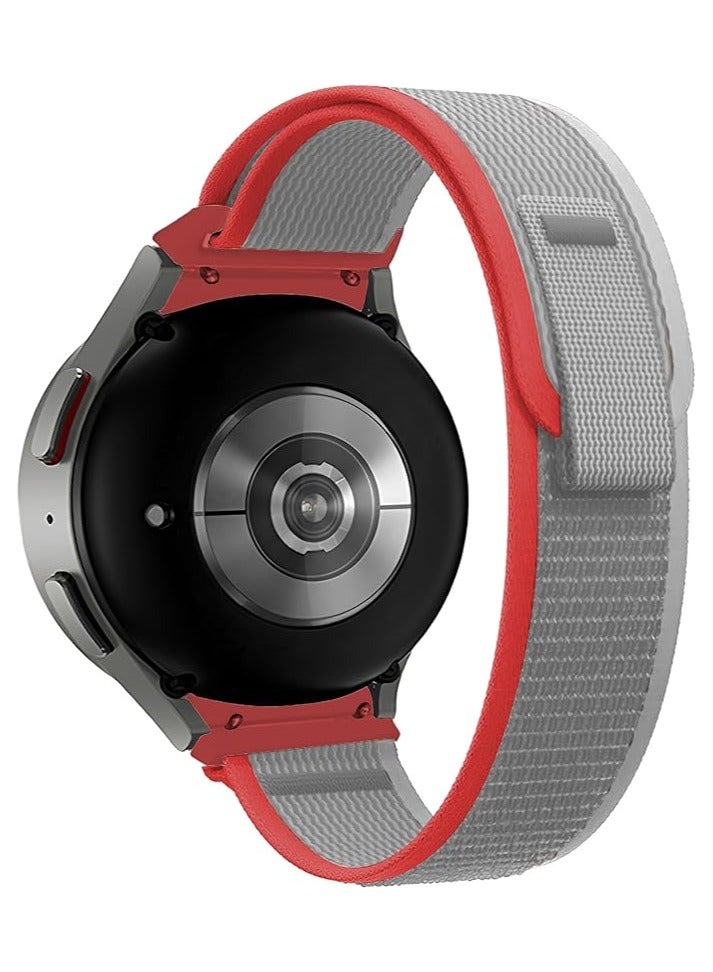 Band Nylon 20MM Band For Samsung Gear Sport/Watch 6/Watch 4 5 /Watch 5 Pro/S2 classic/active 2 40mm 44mm/Amazfit GTS 3/ GTS 4/GTS4 Mini/Bip 3 Pro/GTS2/Bip u (Grey/Red)