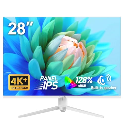 Gawfolk 28 inch UHD 4K Computer Monitor, IPS Ultra HD (3840×2560p) Screen, 3:2, 1.07 Billion Colours, 128% sRGB, Built-in Speakers, 178° Wide Viewing Angle DisplayPort 1.4 & HDMI 2.0, White - Image 1