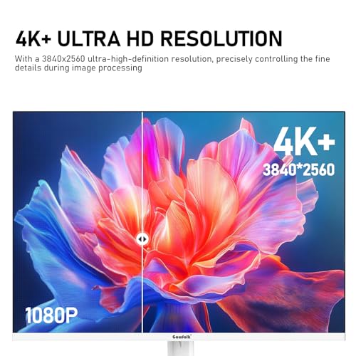Gawfolk 28 inch UHD 4K Computer Monitor, IPS Ultra HD (3840×2560p) Screen, 3:2, 1.07 Billion Colours, 128% sRGB, Built-in Speakers, 178° Wide Viewing Angle DisplayPort 1.4 & HDMI 2.0, White - Image 2
