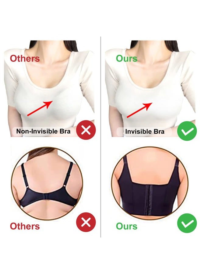 Runilut Women's Push Up Bra,Full-Coverage Underwire Bra,Hide Back Fat Deep Cup Bra,Smoothing T-Shirt Bra,Sculpting Uplift Bra, Black, (36) DDD - Image 3