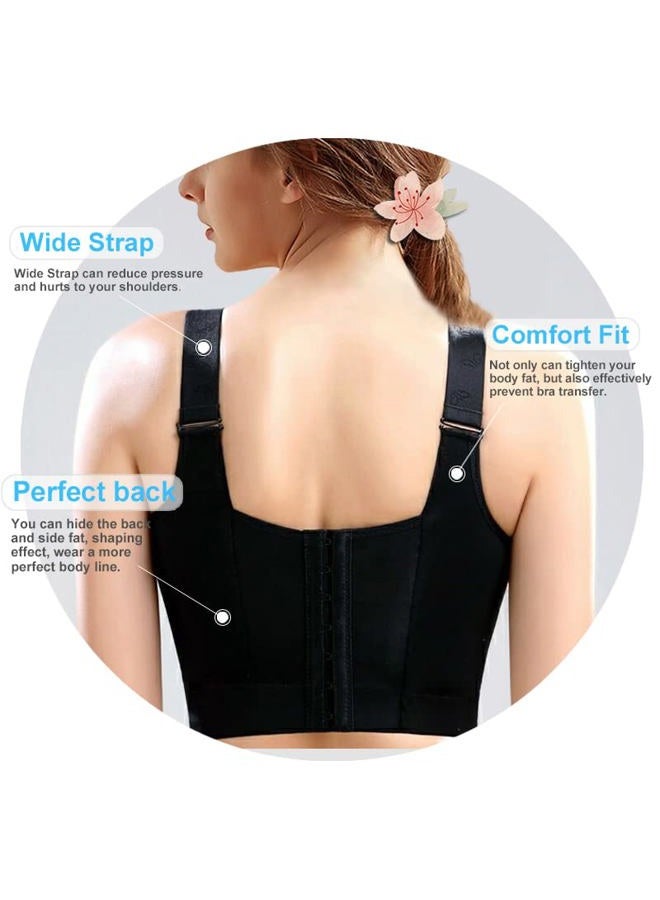 Runilut Women's Push Up Bra,Full-Coverage Underwire Bra,Hide Back Fat Deep Cup Bra,Smoothing T-Shirt Bra,Sculpting Uplift Bra, Black, (36) DDD - Image 2