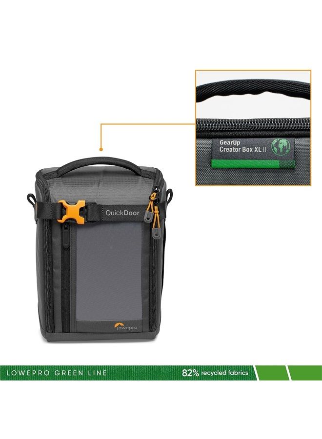 Lowepro GearUp Creator Box Extra Large II, Mirrorless and DSLR Camera Bag, Camera Case with QuickDoor Access, Made with Recycled Fabric, Orange Padded Interior Dividers, Grey - Image 2