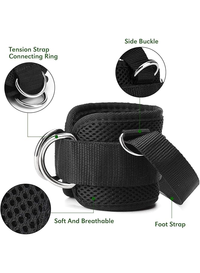 X spring Ankle Straps for Cable Machines Ankle Cable Attachments for Gym and Home Ankle Cuffs for Legs Double D Ring Adjustable and Breathable Ankle Straps for Women with Fixed Rope - Image 4