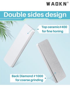 WAOKN 2 Pcs Mini Pocket Rectangular Sharpener Knife Stone Mini Double-sided Diamond Ceramic Sharpener Sharpening Knife Stone Tools for Scissors Knives Outdoor Kitchen Sharpen Tools  - Image 2