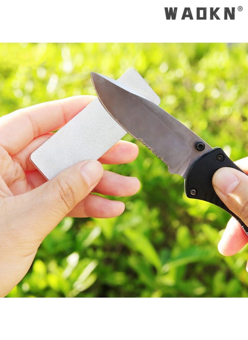 WAOKN - Mini Pocket Rectangular Sharpener Knife Stone Mini Double-sided Diamond Ceramic Sharpener Sharpening Knife Stone Tools for Scissors Knives Outdoor Kitchen Sharpen Tools - Image 1