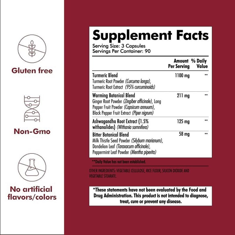 Santo Remedio Turmeric Supports Joint Health and Healthy Inflammatory Response to Exercise Gluten Free Vegetarian Lactose Free No Artificial Flavors 270 Capsules 90 Servings - Image 3