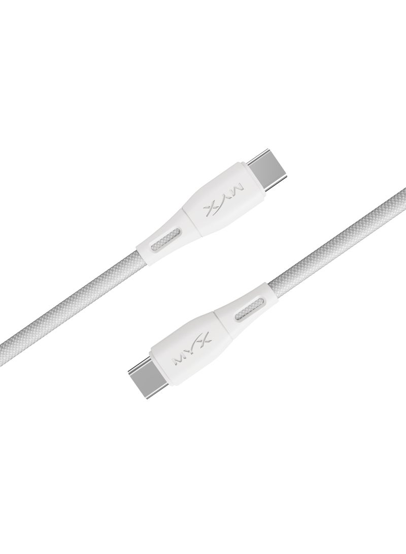 MYX Turbo Cables 60w Type C- C 1.2m Braided White