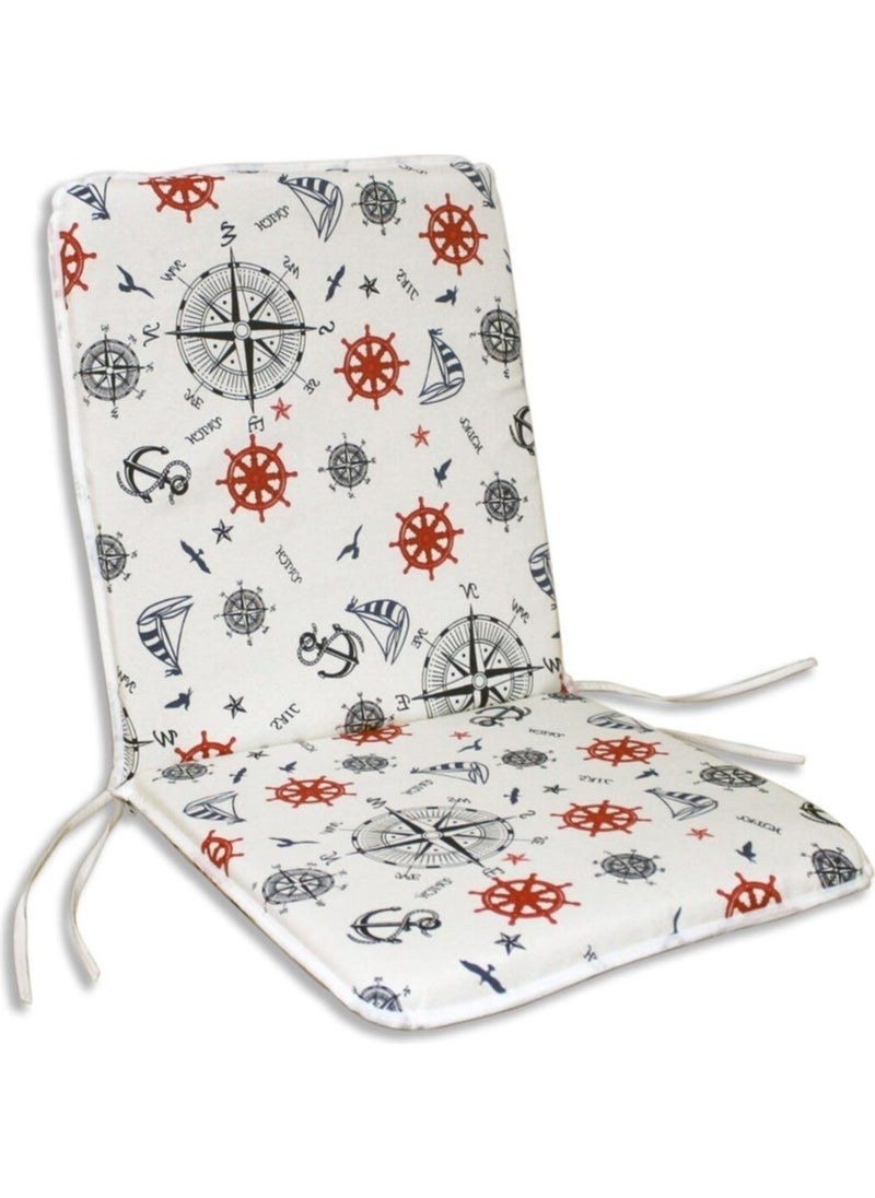 Nelson - Chair Cushion 1 Piece Laced Garden Cushion with Back (Marin-Anchor) Washable - Image 1