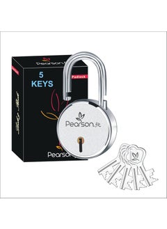 Pearson.fit Pearsonfit 1 Lock with 5 Keys Lock and Keys Door Lock for Home Round 65mm Padlock Double Locking 8 Levers Heavy Duty Hardened Steel Padlock for Rental Apartment Model PSDM65L1K5  - Image 1