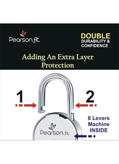 Pearson.fit Pearsonfit 1 Lock with 5 Keys Lock and Keys Door Lock for Home Round 65mm Padlock Double Locking 8 Levers Heavy Duty Hardened Steel Padlock for Rental Apartment Model PSDM65L1K5  - Image 2