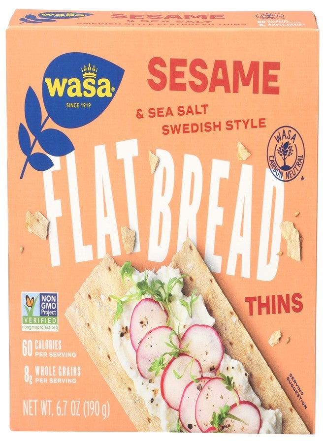 Wasa Flatbread Thins Crackers, Sesame and Sea Salt, 6.7 Ounce (Pack of 1) - Image 1