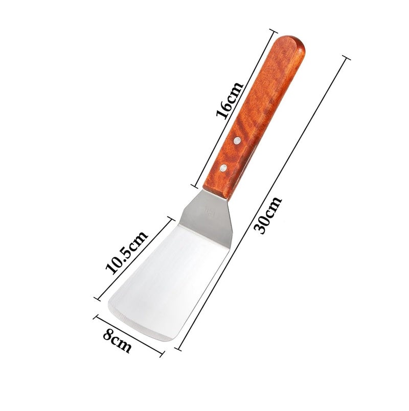 Baskety Metal Spatula Set of 1 Griddle Spatula spatulas Griddle Scraper and Pancake Flipper or Hamburger Turner Stainless Steel Utensil Great for BBQ Grill Flat Top Commercial Grade Turner F Small - Image 2