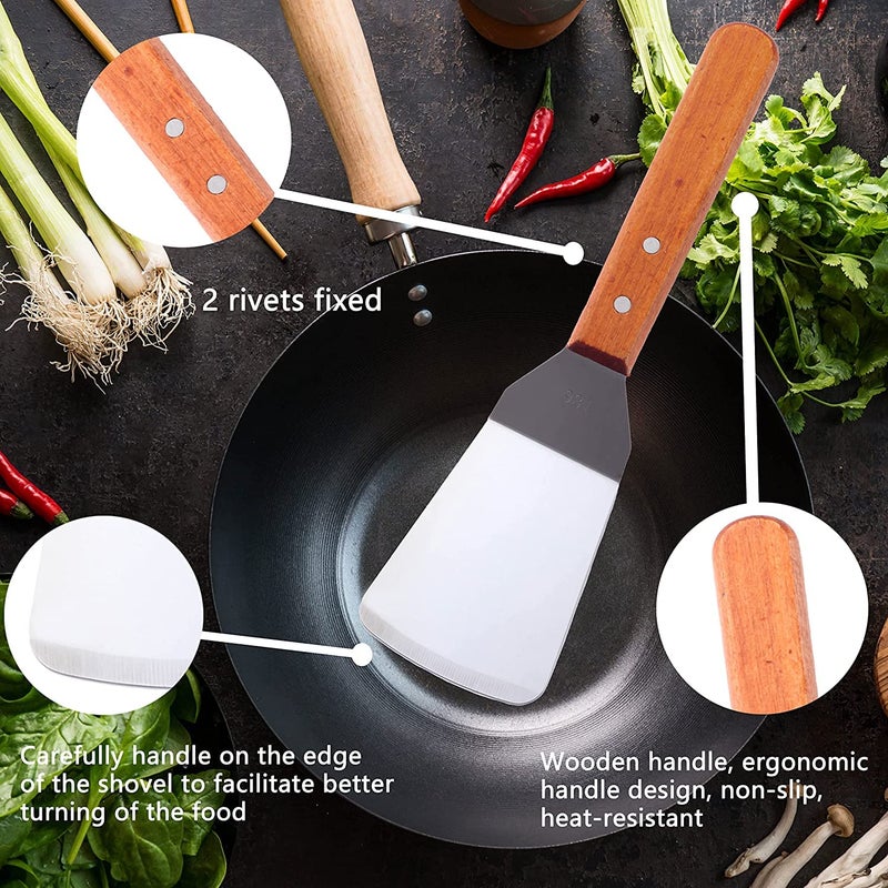 Baskety Metal Spatula Set of 1 Griddle Spatula spatulas Griddle Scraper and Pancake Flipper or Hamburger Turner Stainless Steel Utensil Great for BBQ Grill Flat Top Commercial Grade Turner F Small - Image 4