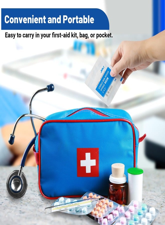 JMU جمو 100 عبوة من ضمادات الشاش المعقمة 2x2، 8 طبقات شاش غير منسوج عالي الامتصاص - Image 5