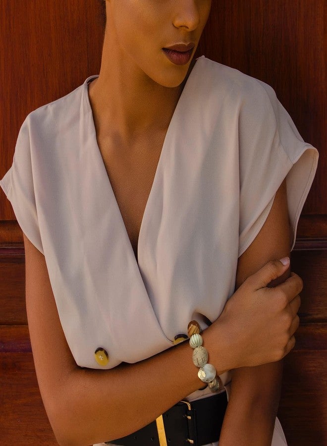 Coiris Multi Beaded Statement Bracelet Wooden Acrylic Beads Stretch Chunky Beads Bracelet for Wome Gift(BR-1215) - Image 2