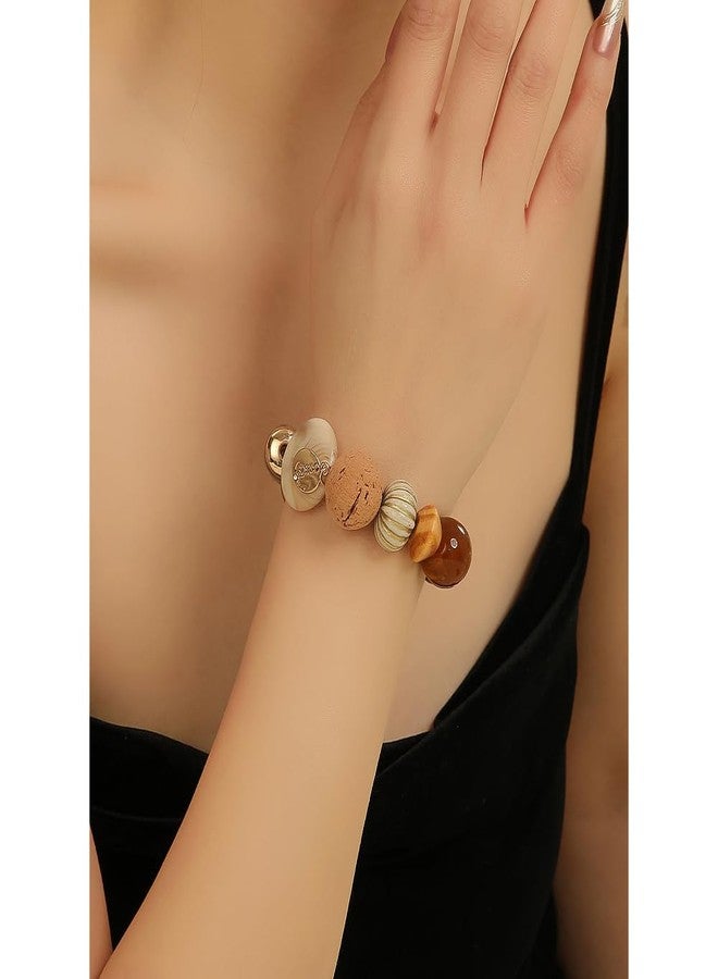 Coiris Multi Beaded Statement Bracelet Wooden Acrylic Beads Stretch Chunky Beads Bracelet for Wome Gift(BR-1215) - Image 4
