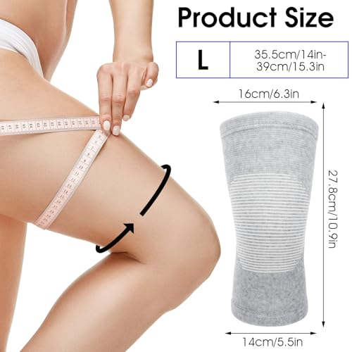 AOZUO Bamboo Knee Sleeve Elastic Compression Knee Brace Breathable Knee Pads Leg Sleeves Thicken Thermal Knee Braces Relieve Knee Pain Knee Sleeves for Men Women Ski Cycling Dance Running - Image 3