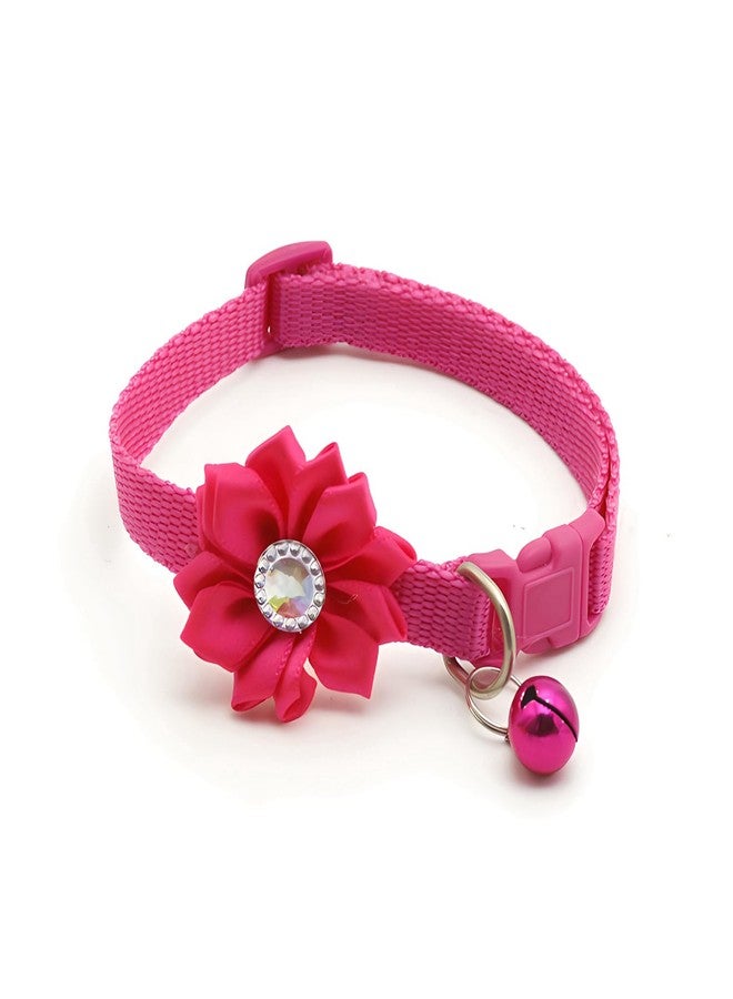 WeimoMonkey Hot Pink Cat Collar with Bell, Girl Puppy Collar with Flowers Small Dog Collar Soft Nylon Adjustable for XXS Xs Small Pet Kitten Dogs Animal Litter Tiny - Image 5