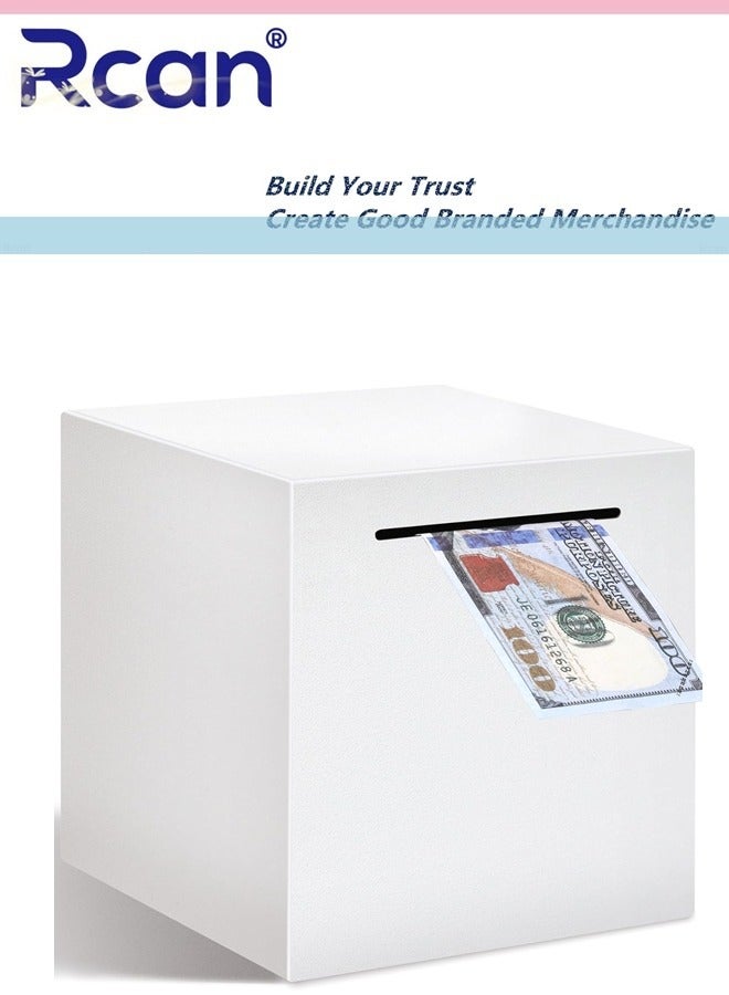 Rcan Bank for Adults, Stainless Steel Savings Bank to Help Budget and Save, Metal Money Bank Only Savings Box, Must Break to Access Money, 5.9X5.9X5.9 - Image 1