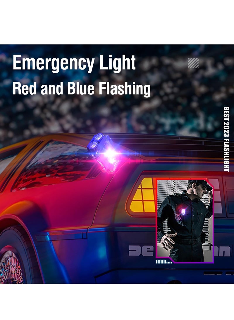 Excefore - Small Powerful Flashlight, LED Small Powerful EDC Flashlight, with Red Blue Flash Light, USB C Rechargeable Portable Keychain Flashlights for Camping Hiking Emergency - Image 1