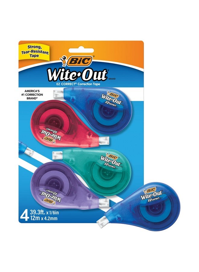 بيك شريط تصحيح Ez Correct من White-Out، بطول 39.3 قدمًا، عبوة مكونة من 4 قطع من شريط التصحيح الأبيض، سريع ونظيف وسهل الاستخدام ومقاوم للتمزق - Image 1