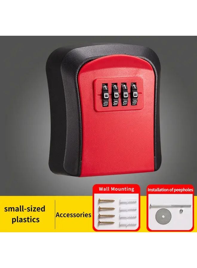 صندوق قفل مفتاح مقاوم للماء باللون الأحمر مع قفل رقمي وعمود دبوس قابل للسحب لمفاتيح أبواب المنزل - Image 1