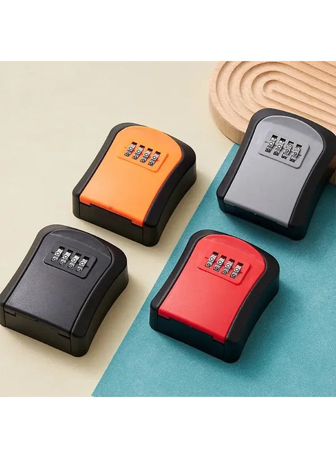 صندوق قفل مفتاح مقاوم للماء باللون الأحمر مع قفل رقمي وعمود دبوس قابل للسحب لمفاتيح أبواب المنزل - Image 2