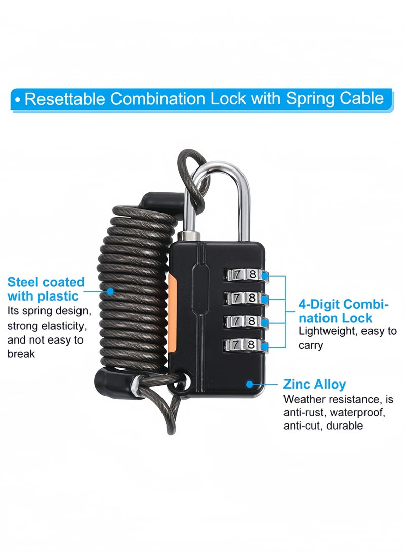 Baytak 2 Pack Luggage Number Lock with Steel Cable, 4 Digit Resettable Combination Padlock for Travel Bags, Suitcases, Gym Lockers and Bikes, Black - Image 4
