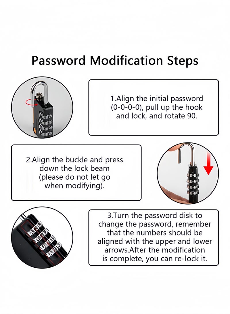 Baytak 2 Pack Luggage Number Lock with Steel Cable, 4 Digit Resettable Combination Padlock for Travel Bags, Suitcases, Gym Lockers and Bikes, Black - Image 5