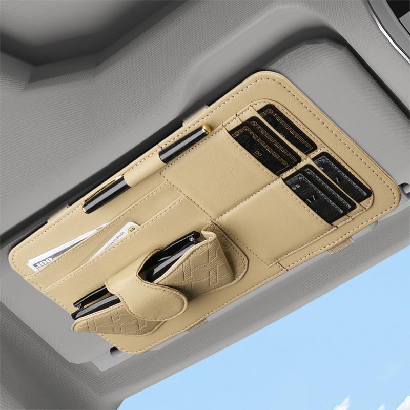 Sunglasses Holder for Car Visor for Kia Magentis I II 2000-2010 Car Multi-Functional Glasses Storage Box Car Sun Visor Glasses Clip,Khaki - Image 1