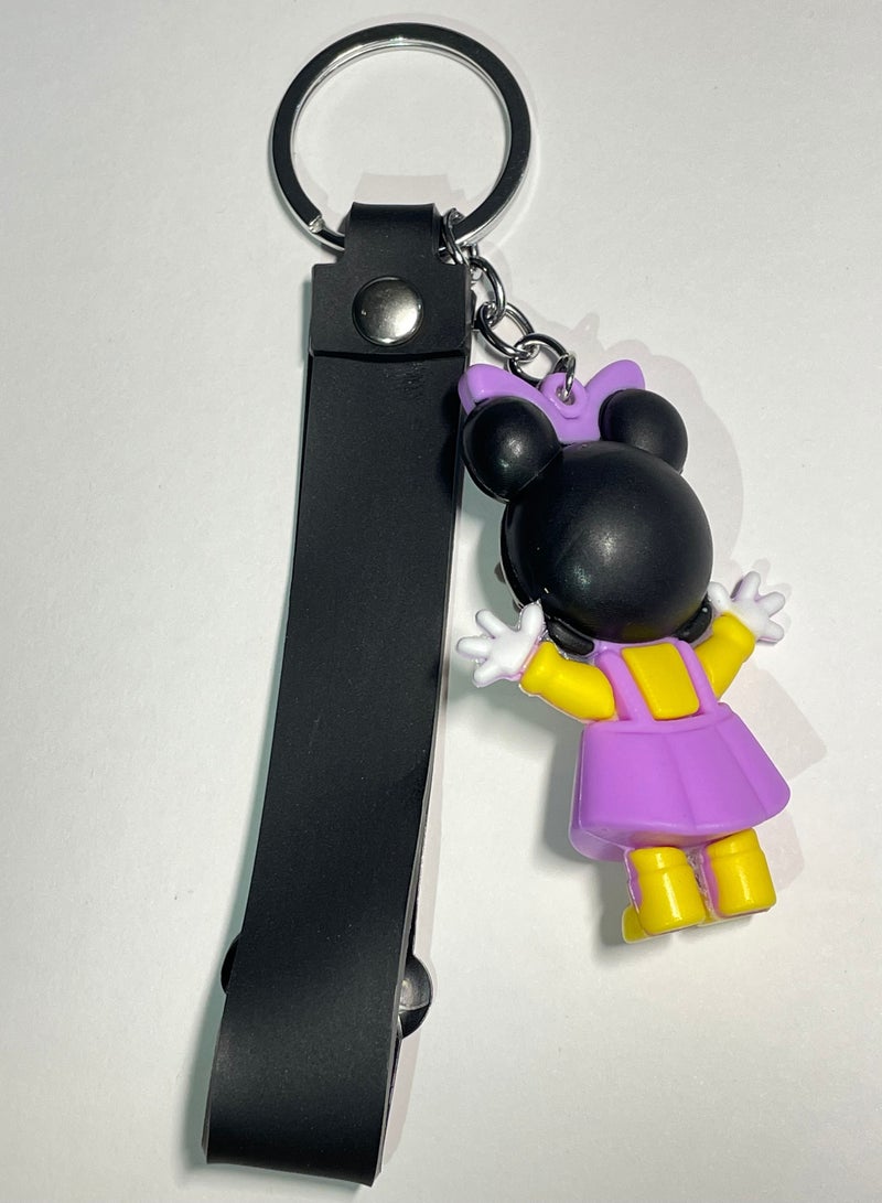 ميدالية مفاتيح كرتونية مميزة اكسسوار لطيف سلسلة مفاتيح بشخصية ميكي ماوس وميني ماوس مع شريط يتناسب مع السيارة والمحفظة والحقيبة هدية ابداعية لطيفة - Image 3