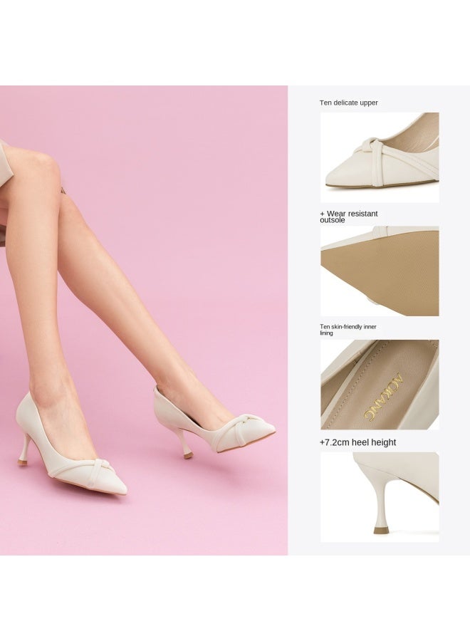 AOKANG Pointed Toe Women's Single Shoes, Spring Fashion Versatile Simple And Elegant Cross Strap Design Fashion Single Shoes For Women - Image 3